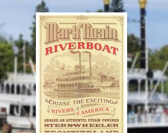 Disneyland Mark Twain Riverboat Sticker | Waterproof | Original Attraction Poster