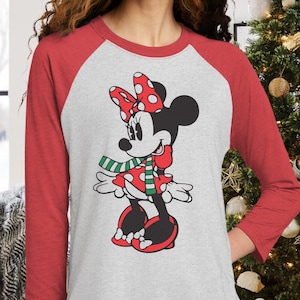 Disney Christmas Minnie Mouse Shirt | Sublimated | Distressed, Vintage & Faded look | Ships from US