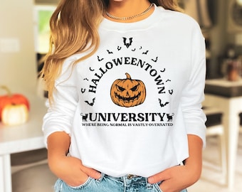 Disney Halloweentown University Sweatshirt | Sublimated | White, Sand and Grey crewneck sweatshirts