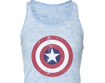 Disney Avengers Captain America Shirt - flowy racerback Teal tank top - Avengers Campus -Disney Vacation