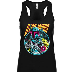 Star Wars Boba Fett Tank Top | Retro Neon colors | Book of Boba Fett | Empire Strikes Back | Return of the Jedi | Mandalorian | Slave 1