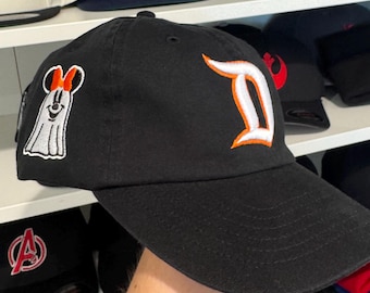 Minnie Ghost Disneyland "D" Hats | Embroidered on Flex Fits, Adjustable "Dad" hats, and SnapBack Flat Bills