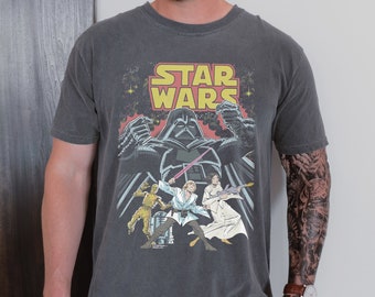 Star Wars Comic Book Cover Original Trilogy Vintage Comfort Colors Garment Dyed Unisex Shirt and Sweatshirt