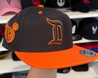 Mickey Pumpkin Disneyland "D" Hats | Embroidered on Flex Fits, Adjustable "Dad" hats, and SnapBack Flat Bills