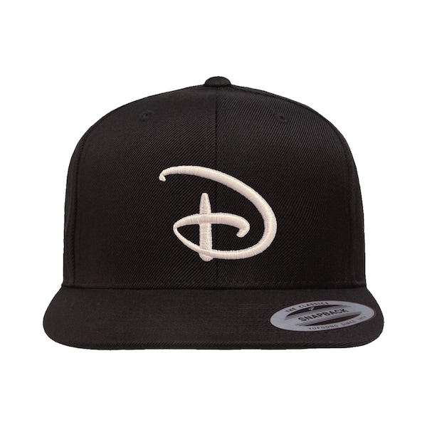 Disney "D" Hats | Embroidered on Flex Fit Hats, Adjustable "Dad" hats, SnapBack Flat Bill Hats, and Truckers