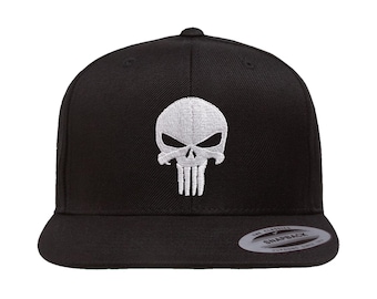 Marvel Punisher Hat | Embroidered Flex Fit, SnapBack Flat Bill, "Dad" hat and Trucker