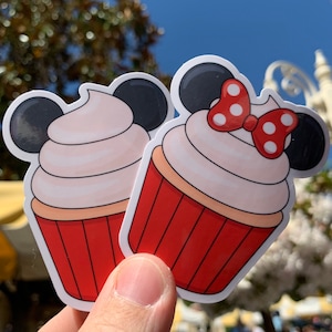 Disney Mickey and Minnie Cupcake Stickers | Waterproof | Disney Food and Snacks