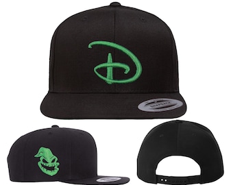 Disney "D" AND Oogie Boogie Hats | Embroidered on SnapBack Flat Bill Hats, Flex Fit Hats and Adjustable "Dad" hats