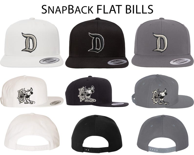Disneyland D Steamboat Willie Musse Pigg 1928-kepsar | Broderade på SnapBack Flat Bills, FlexFits och justerbara "pappa"-kepsar SnapBack