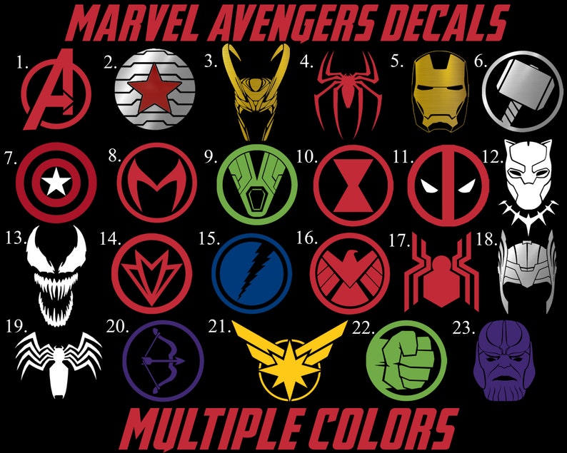 Marvel Avengers Permanent Vinyl Decals for Laptops Car Etsy