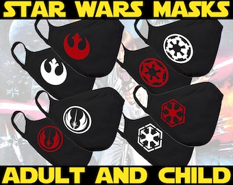 Star Wars Masks | Cotton/Poly DUAL layer face mask | Rebel Logo | Empire | Jedi Order | Sith  | Ships from the US