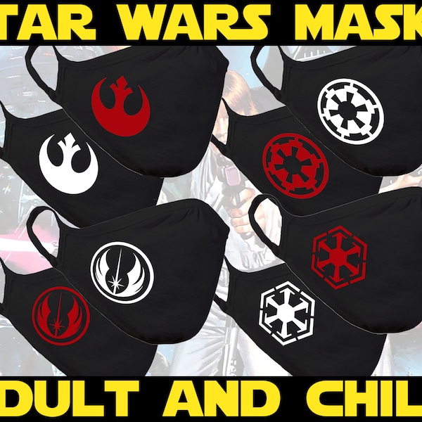 Star Wars Masks | Cotton/Poly DUAL layer face mask | Rebel Logo | Empire | Jedi Order | Sith  | Ships from the US