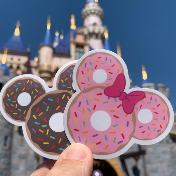 Disney Mickey and Minnie Donut Stickers | Waterproof | Disney Food and Snacks