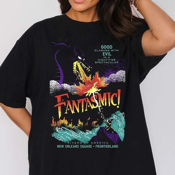 Chemise unisexe Disney Fantasmic | Disneyland et Walt Disney World | Affiche d'attraction originale | style vintage