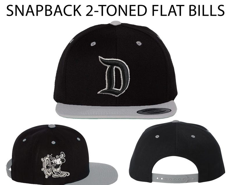 Disneyland D Steamboat Willie Musse Pigg 1928-kepsar | Broderade på SnapBack Flat Bills, FlexFits och justerbara "pappa"-kepsar bild 4