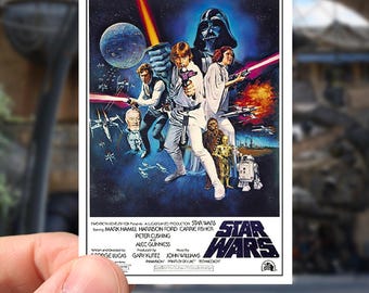 Autocollant d'affiche de film Star Wars Un nouvel espoir | Sticker imperméable original pour affiche de film Star Wars de 1977