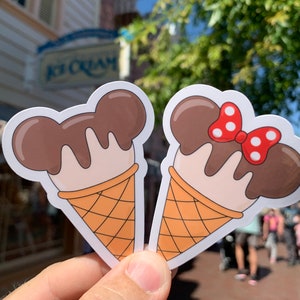 Disney Mickey and Minnie Ice Cream Cone Stickers | Waterproof | Disney Food and Snacks