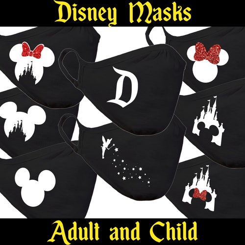 Disney Face Masks | Tinkerbell | Mickey Mouse | Minnie Mouse | Castle | Cotton/Polyester DUAL layer fabric face mask | Ships from the US