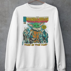 Star Wars The Mandalorian Comic Book Cover Sweatshirt and T-Shirt This Is The Way Mythosaur Baby Yoda Grogu Din Djarin image 3