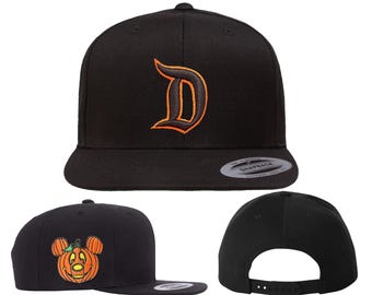 Mickey Pumpkin Disneyland "D" Hats | Embroidered on Flex Fits, Adjustable "Dad" hats, and SnapBack Flat Bills