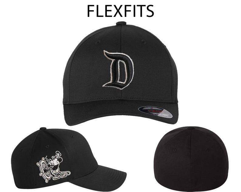 Disneyland D Steamboat Willie Musse Pigg 1928-kepsar | Broderade på SnapBack Flat Bills, FlexFits och justerbara "pappa"-kepsar bild 5