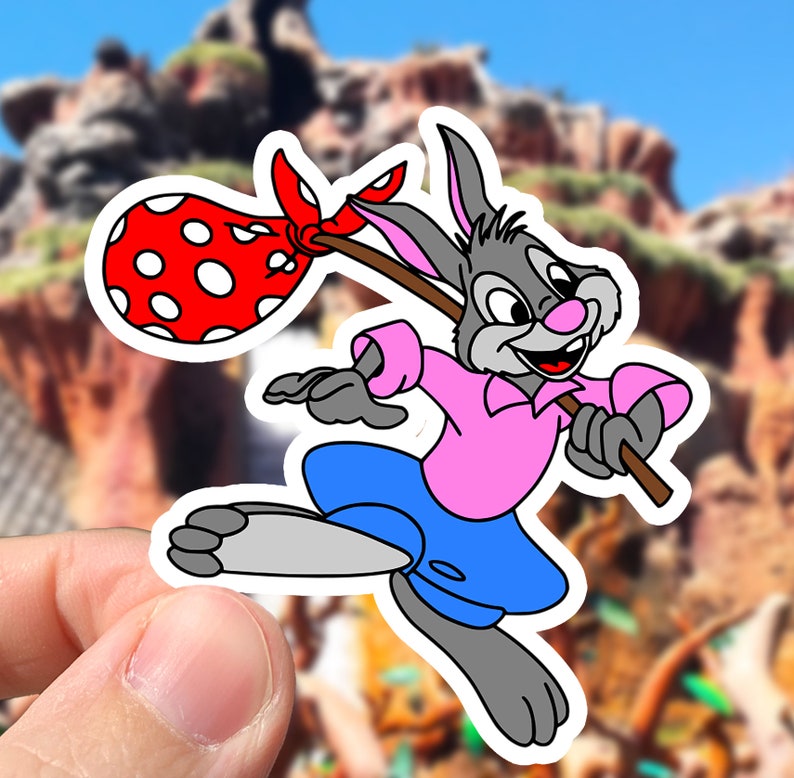 Disneyland Ber Rabbit Disney Splash Mountain Brer Rabbit With Stick Sticker | Waterproof ...