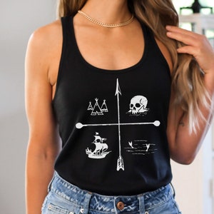 Disney Neverland Map Racerback Canotta / Peter Pan e i ragazzi perduti / Skull Rock / Jolly Roger / Mermaid Lagoon / Indian Camp