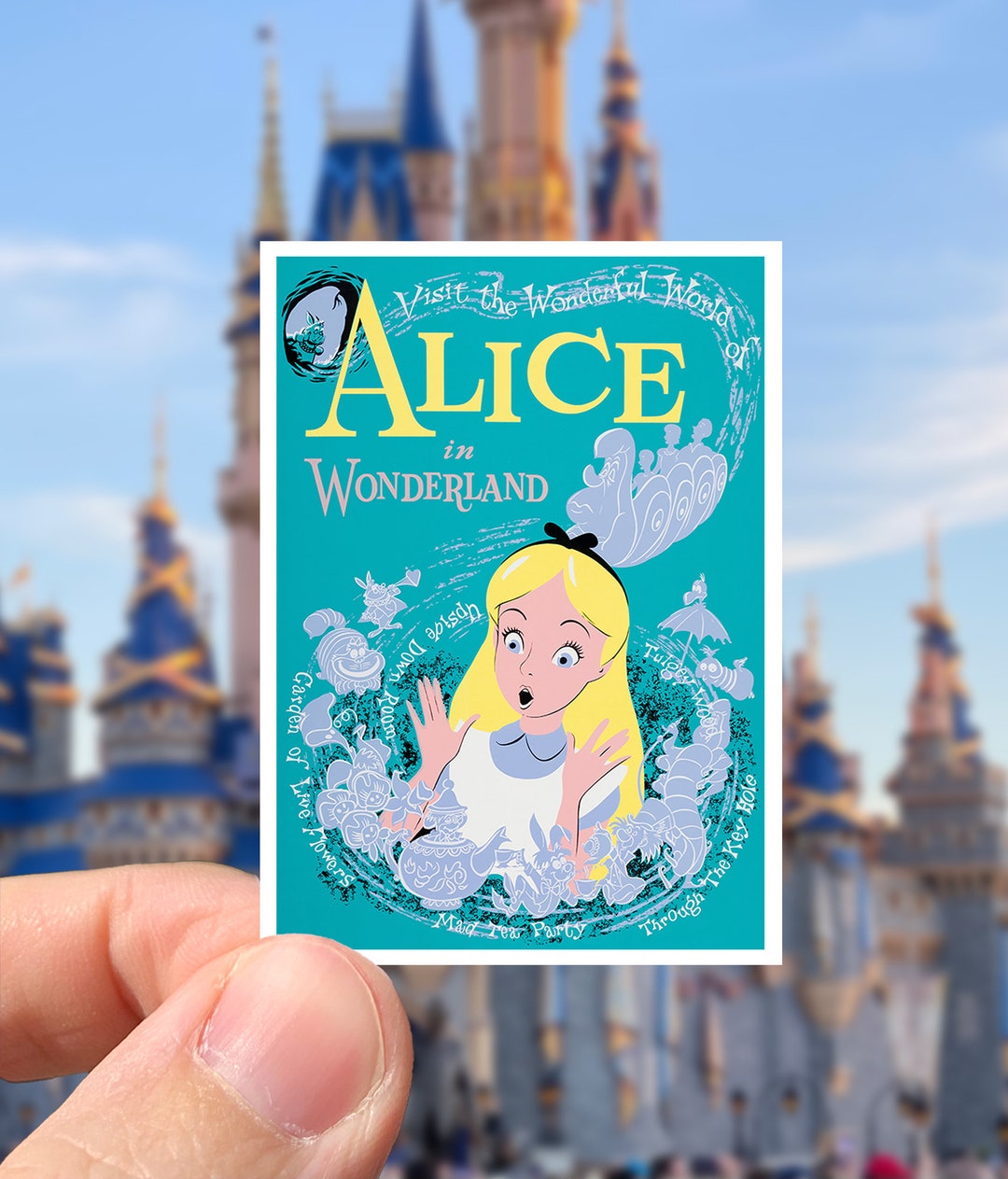 Disney Alice in Wonderland Sticker Waterproof Original Attraction