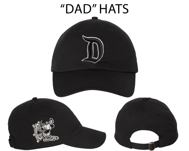 Disneyland D Steamboat Willie Musse Pigg 1928-kepsar | Broderade på SnapBack Flat Bills, FlexFits och justerbara "pappa"-kepsar "Dad" Hat