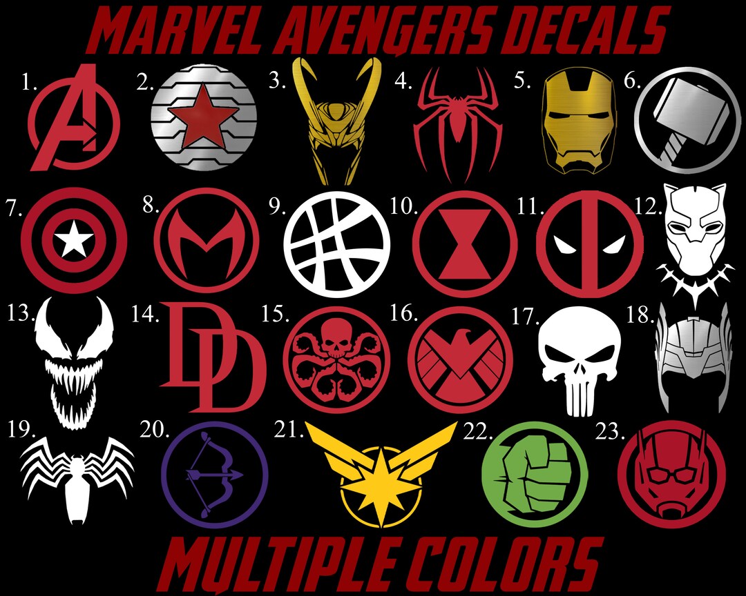 Marvel Avengers Permanent Vinyl Decals for Laptops, Car Windows