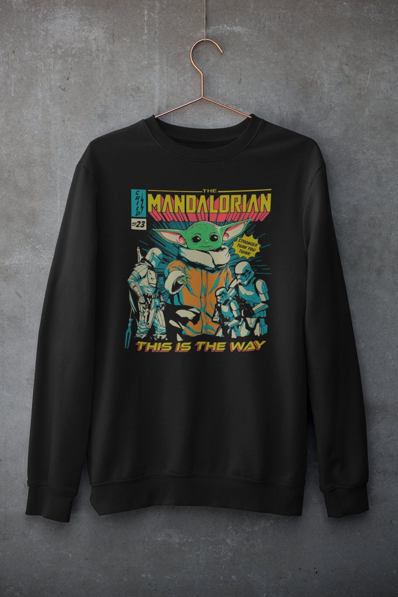 Star Wars The Mandalorian Comic Book Cover Sweatshirt and T-Shirt This Is The Way Mythosaur Baby Yoda Grogu Din Djarin image 1