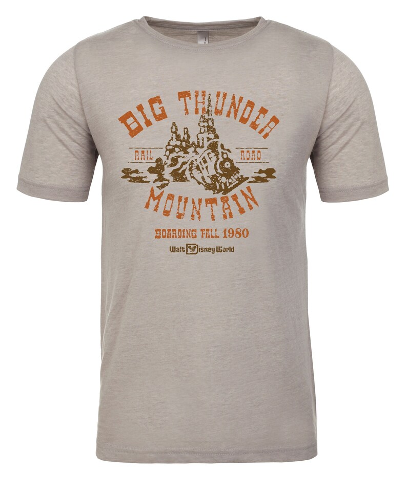 Camiseta de Disney Big Thunder Mountain basada en los carteles originales de la atracción de Disneyland y Walt Disney World WDW - Silver