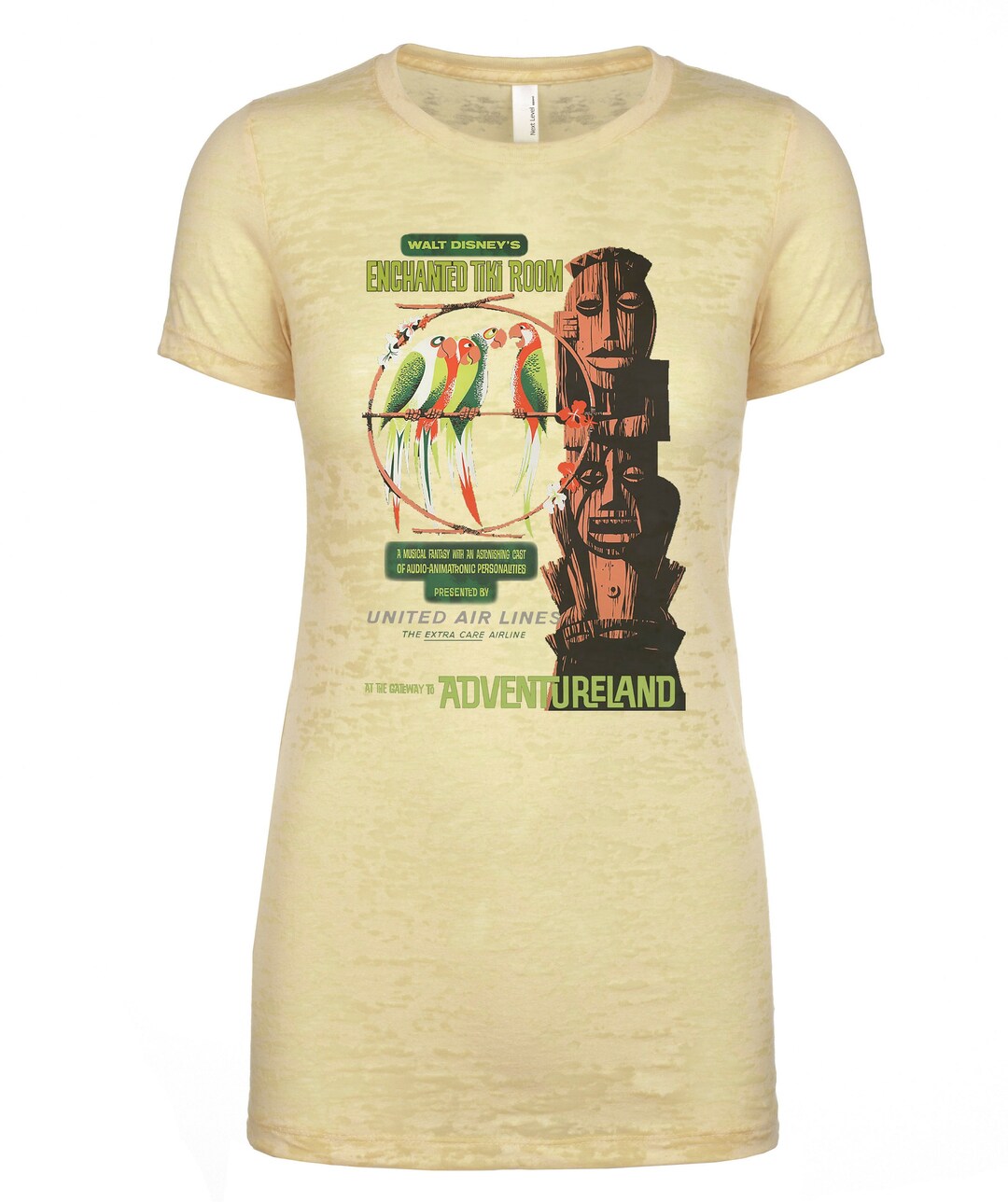 Disney's Enchanted Tiki Room Camiseta original con póster de atracción /  Camiseta amarilla Burnout para mujer - Etsy México, image size:1080x1288
