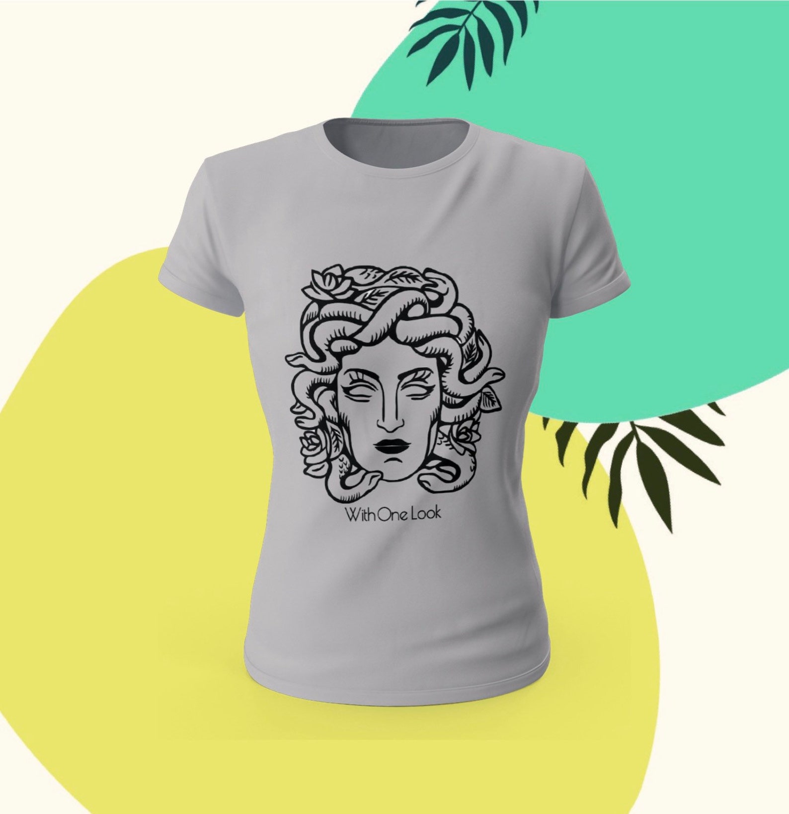 White Medusa Graphic Print T-Shirt