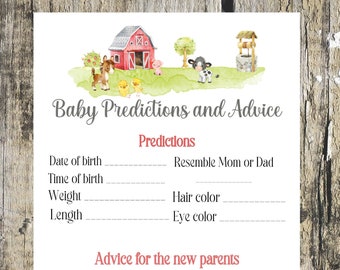 Farm Animals Baby Shower Game, Predictions & Advice (PDF)