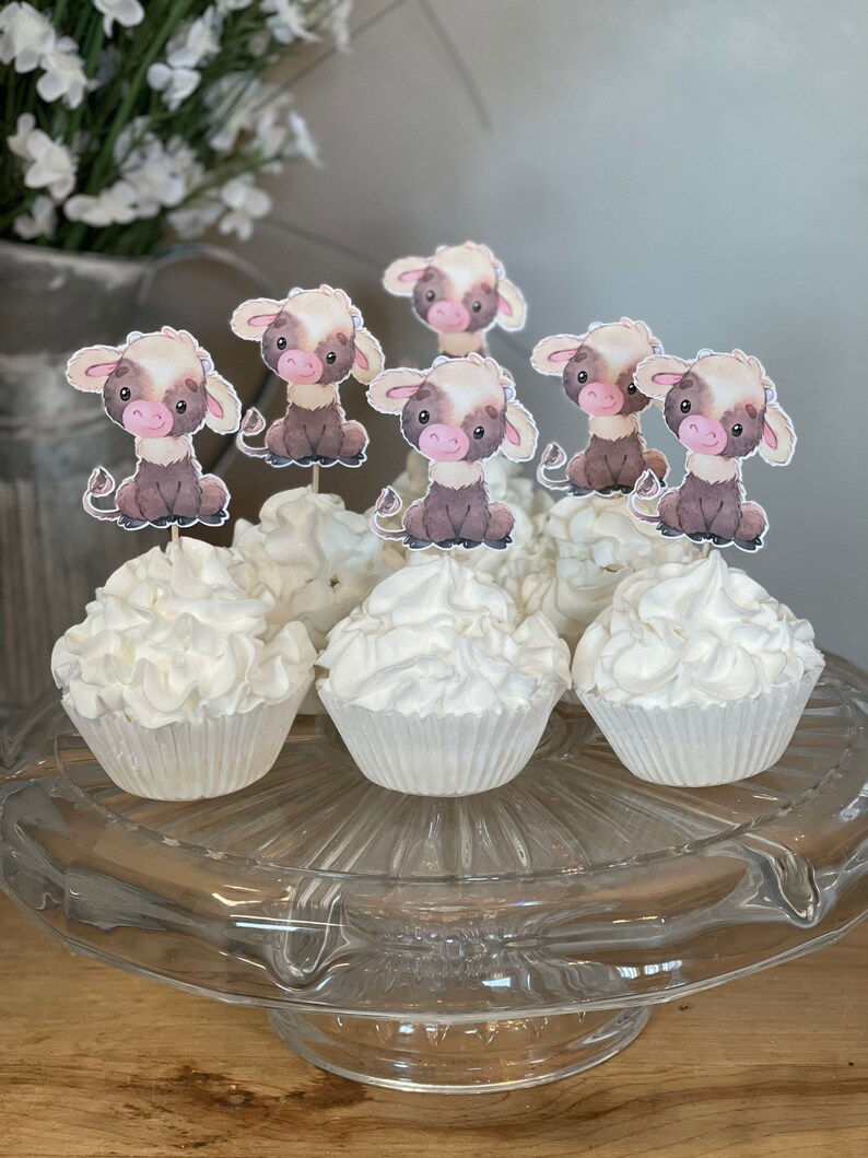 Highland Cow Cupcake Toppers Highland Cow Baby Shower Farm Etsy