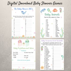 Under the Sea baby shower games, baby shower, Under the sea, baby whale, baby shower games, digital download, printable