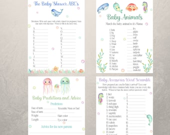 Baby Shower Games, under the sea, Printable ABCs, Animals (Digital Download)