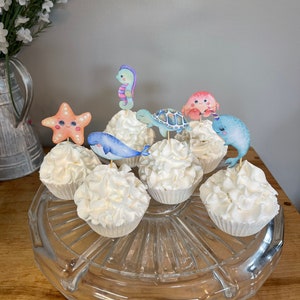 Under the Sea cupcake toppers, oneder the sea birthday, baby shower, under the sea party decorations, occasion, baby girl, baby boy