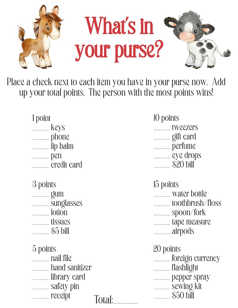 Farm Animal Baby Shower Games Barnyard Printable What's - Etsy
