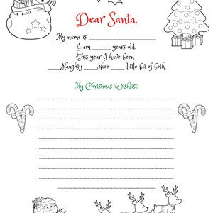 Dear Santa Letter Printable, Coloring Page, Digital Download, Print at ...