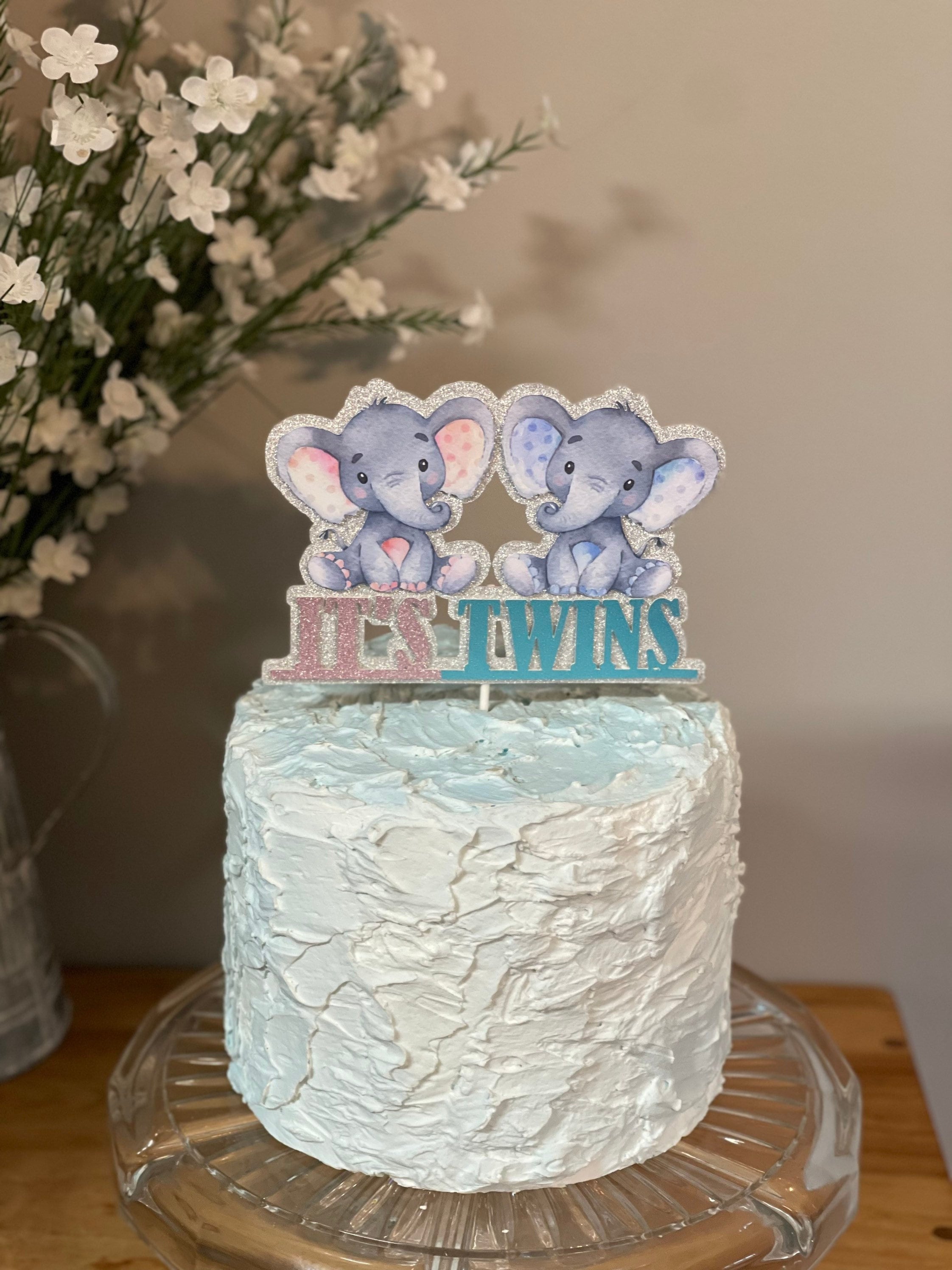 Elephant Cake Topper for Baby Shower Centerpiece made out of porcelain