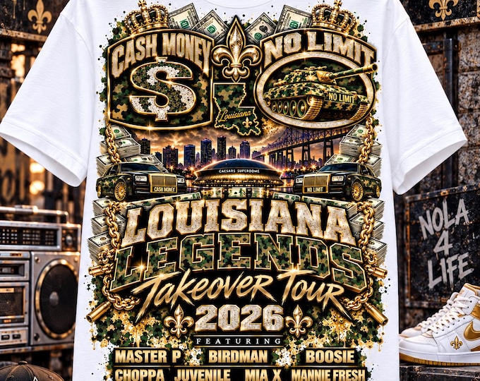 Louisiana Legends Takeover Tour 2026 Southern Hip Hop Inspired T Shirt