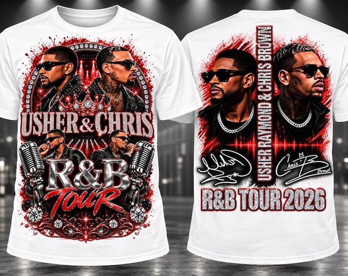 R and B Tour 2026 Shirt | Usher & Chris Inspired Concert Tee | Red Black White | Concert Outfit | Unisex