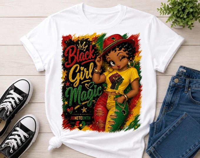 Black Girl Magic Betty Boop Juneteenth Shirt | African American Pride Apparel