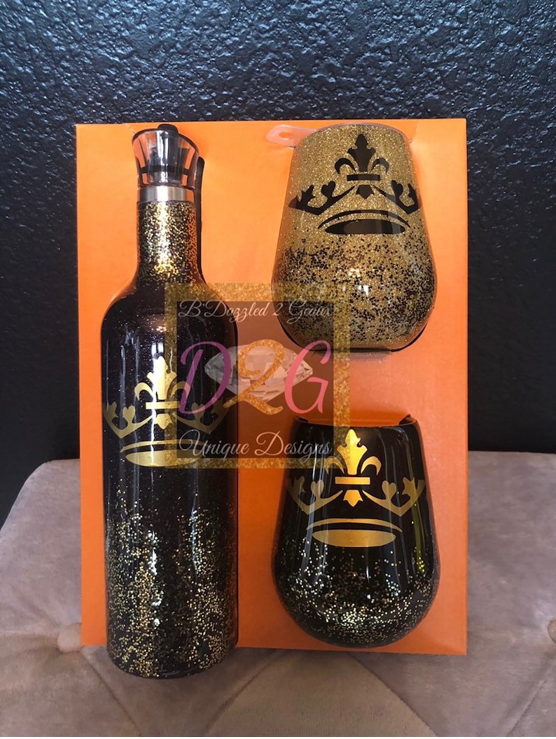 Stainless Steel Wine and Cups Set Etsy