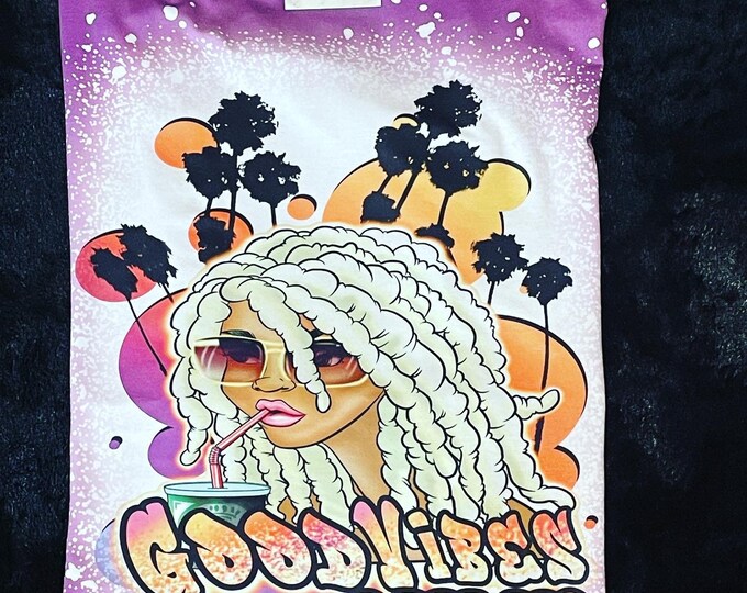 Good Vibes Only Faux Beached Custom T-Shirts for Women