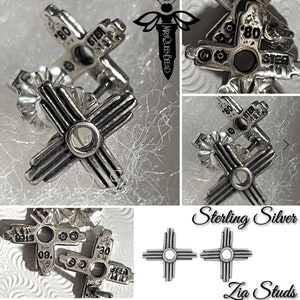 Small Zia Symbol Earring Studs Sterling Silver NM Native Sun Symbol 1 Pair