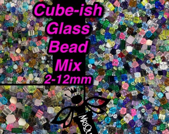 Cube Mix—>3oz Or 7oz All Glass Cubes Bead Soup 2-12mm Gorgeous Mix