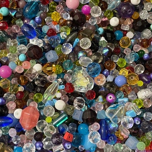 Glass Bead Soup—&gt;7oz or 15oz All New 6-20mm Glass Beads Mixed Shapes & Sizes Huge Variety